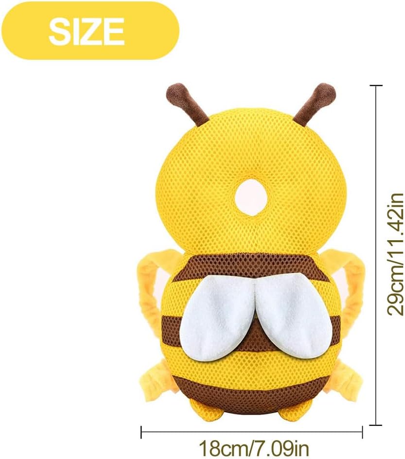 Baby Head Protection Backpack – Adjustable Anti-Fall Cushion with Bee Design for Infants 5–36 Months