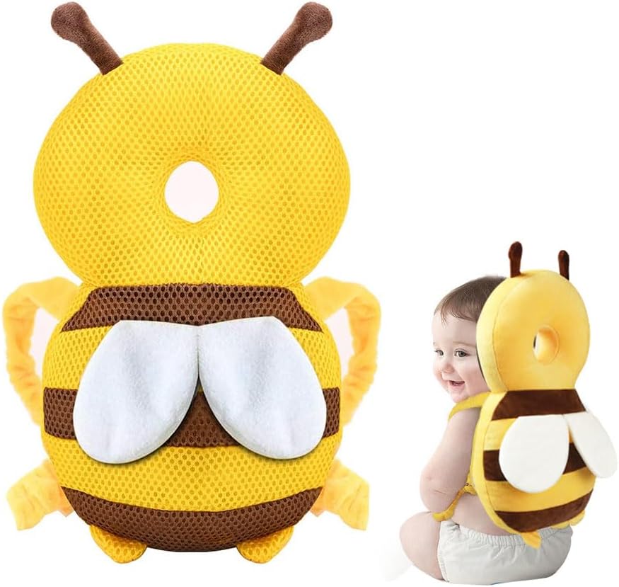Baby Head Protection Backpack – Adjustable Anti-Fall Cushion with Bee Design for Infants 5–36 Months