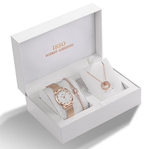 IBSO Ladies Watch & Jewelry Set - Versatile Necklace, Bracelet & Watch