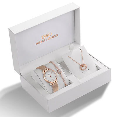 IBSO Ladies Watch & Jewelry Set - Versatile Necklace, Bracelet & Watch