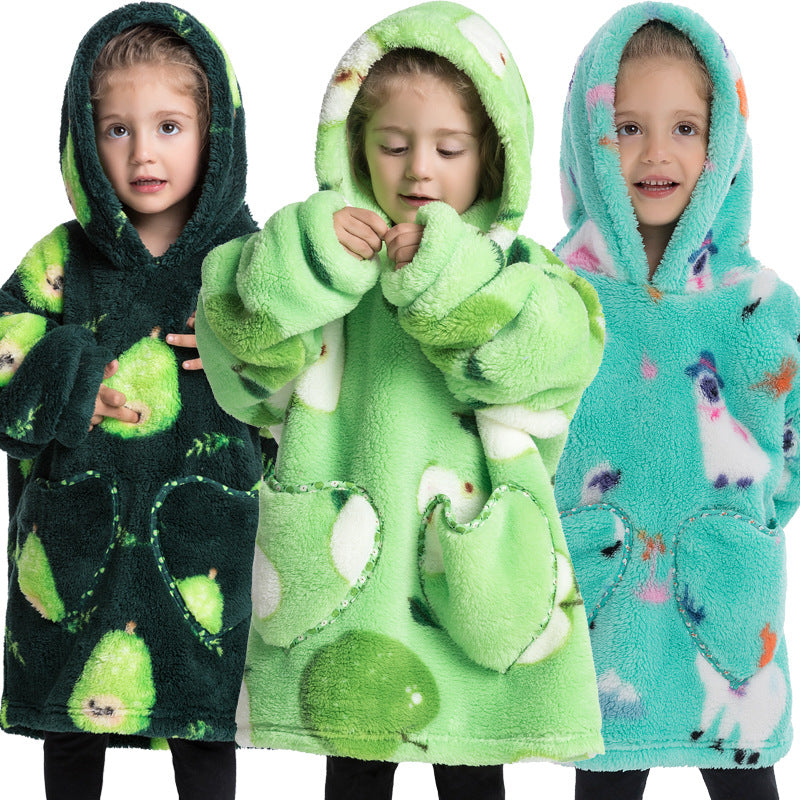 Kids Oversized Wearable Blanket Hoodie Sweatshirt – +20 Cute Designs Bomb Avocado