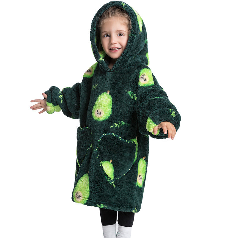 Kids Oversized Wearable Blanket Hoodie Sweatshirt – +20 Cute Designs Bomb Avocado