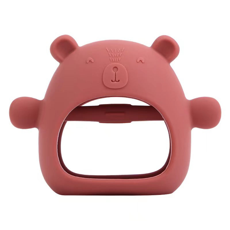 Bear-Shaped Silicone Baby Teether – Soothing Chew Toy for Teething Relief